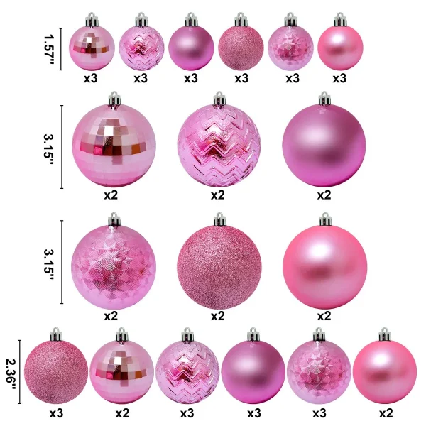 46pcs Assorted Size Baby Blue Christmas Ball Ornaments