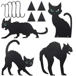 6Pcs Black Cat Silhouette Yard Sign