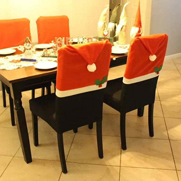 4pcs Santa Hat Chair Covers and 2pcs Handle Covers