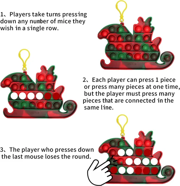 6pcs Christmas Bubble Silicone Keychain Toys