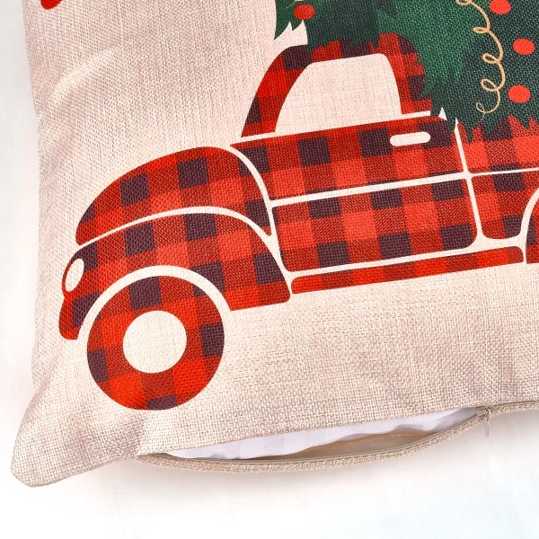 6pcs Plaid Pillow Covers Tree and Reindeer