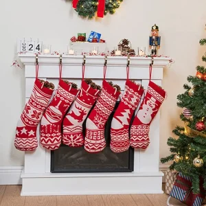 6pcs Knit Christmas Stockings Decoration
