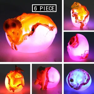 6Pcs Light Up Dinosaur Toys Prefilled Easter Eggs 4in