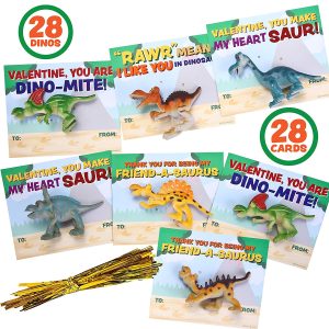 Valentines Day Gifts Cards With Dinosaurs, 28 Packs