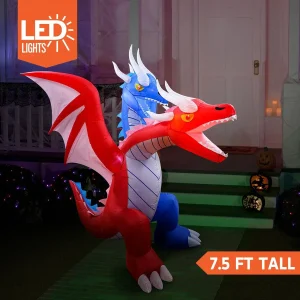 6ft Inflatable LED Halloween Double Headed Dragon