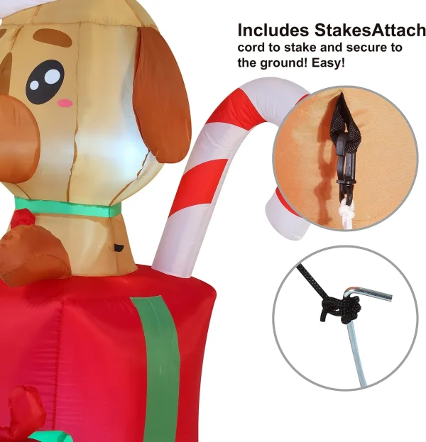 6ft Inflatable LED Christmas Puppy in a Gift