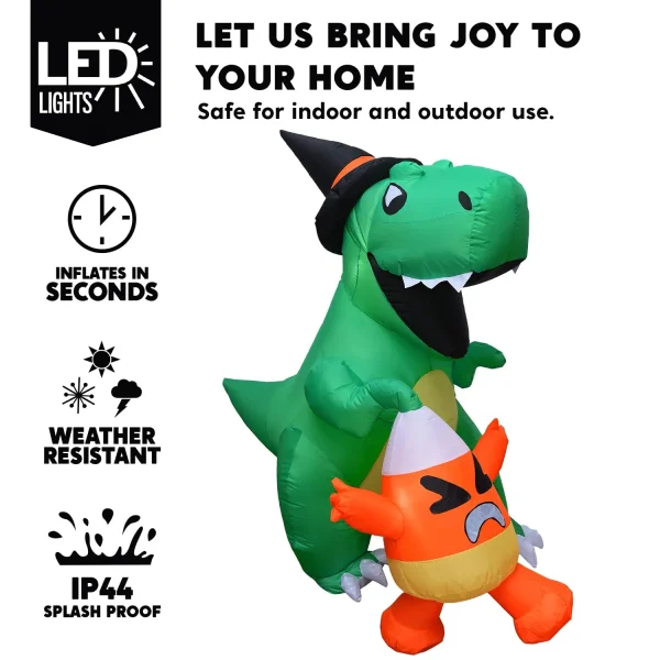 6ft Inflatable LED Dinosaur Catching Candy Corn