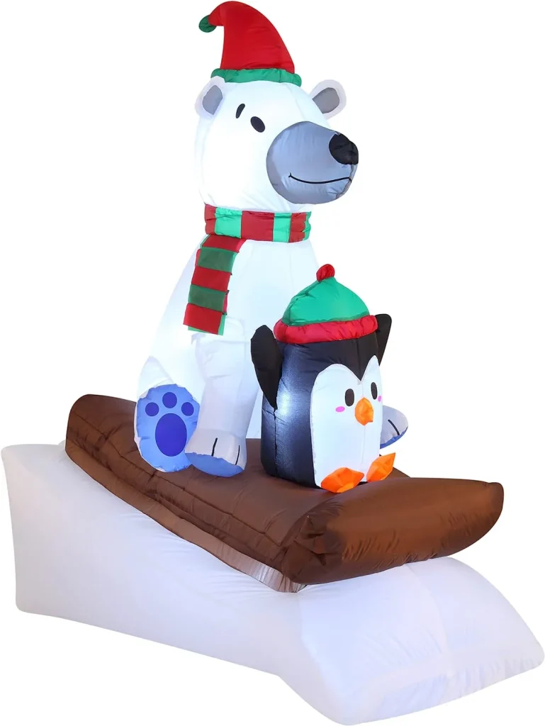 Polar bear sledding with a penguin