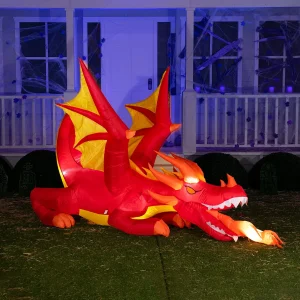6ft Inflatable Sitting Fire Dragon Halloween Decoration