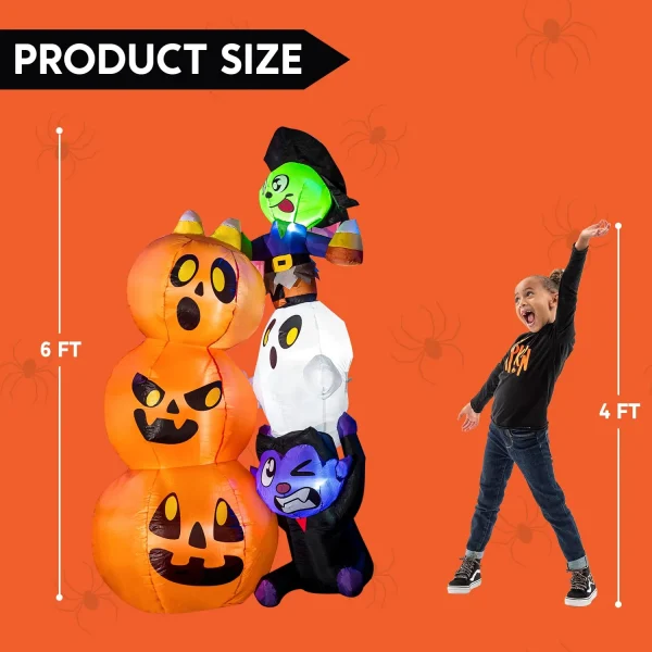 6ft LED Halloween Pumpkins with Stacked Characters
