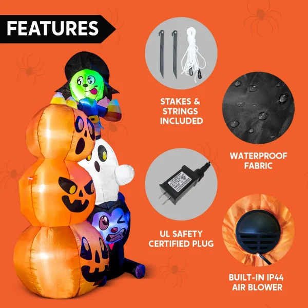 Fun 66ft LED Halloween Pumpkins with Stacked Characters