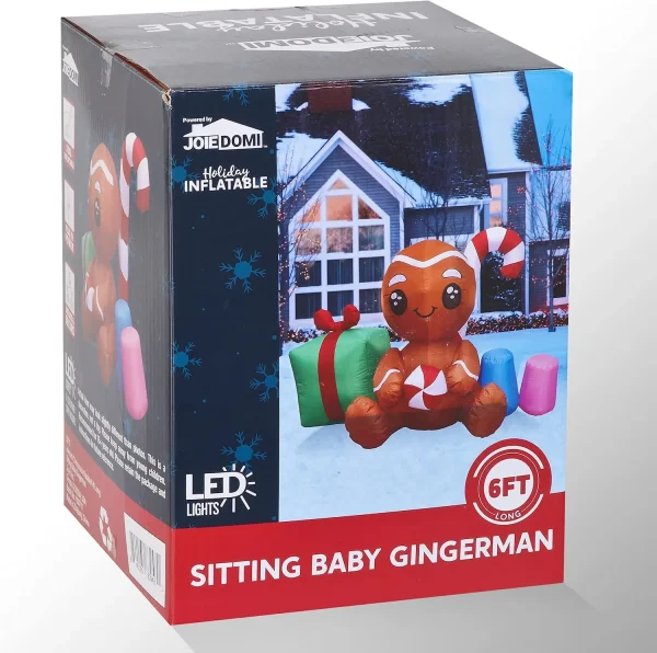 6ft LED Sitting Gingerman Inflatable Christmas Decor