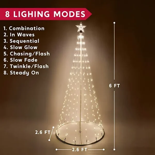 Animated LED Christmas Cone Tree Decoration 6ft