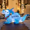 6ft Long LED Blue Dragon with Snowflake Decoration