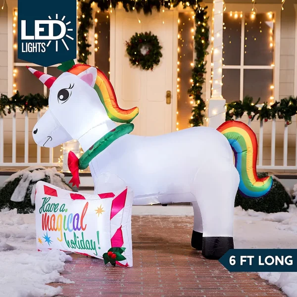 6ft Long LED Inflatable Ride A Unicorn Christmas Decoration