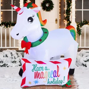 6ft Long LED inflatable ride a unicorn costume Christmas Decoration