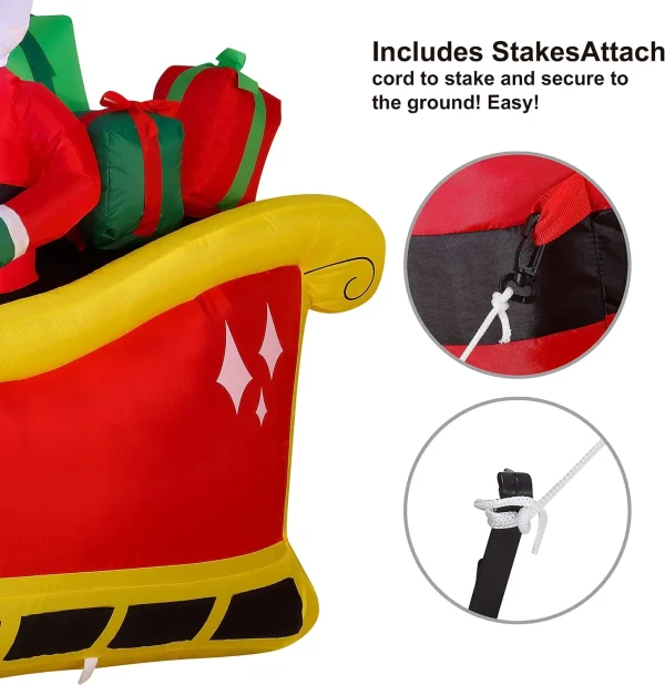 6ft Long LED Inflatable Santa Ride Unicorn Costume Pulling Sleigh