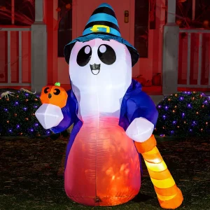 6ft Inflatable LED Wizard Ghost Halloween Decoration