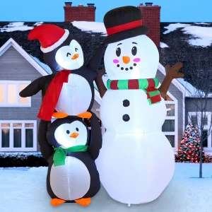 6ft Tall LED Two Penguin Inflatable Decoration