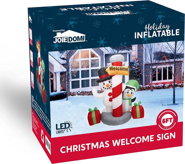 6ft Tall LED Welcome Sign Inflatable Christmas Decor