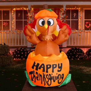 6ft Thanksgiving Inflatable Turkey on Pumpkin