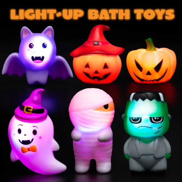 6pcs Halloween LED Light up Bath Toys for Toddlers