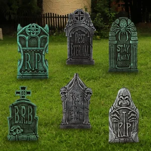 6pcs Halloween Tombstone Decorations 17in