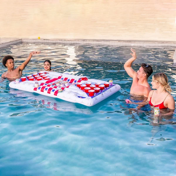 6x3ft American Flag Inflatable Pool Lounge Beer Pong Cooler