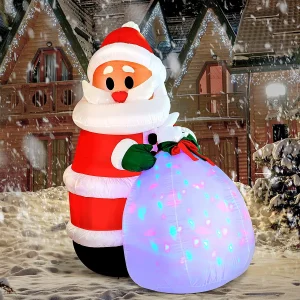8ft Inflatable LED Santa with Gift Bag