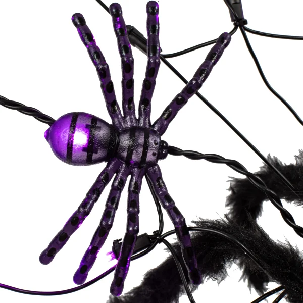 70-Count LED Purple Halloween Spider Web Lights 60in