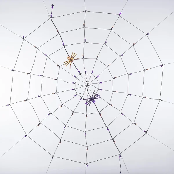70-Count LED Purple and Orange Spider Web Decor 60in