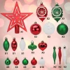 70pcs Red White and Green Christmas Ornaments