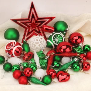 70pcs Red White and Green Christmas Ornaments
