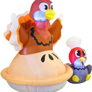 6ft Large Turkey on a Pumpkin Pie Inflatable