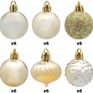 1.57″Gold Christmas Ball Ornaments 36Pcs