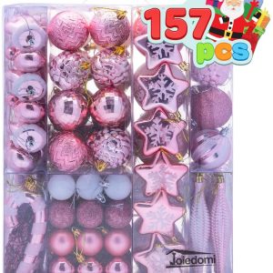 157 Pcs Christmas Ornaments with a Star Tree Topper Rosegold & White