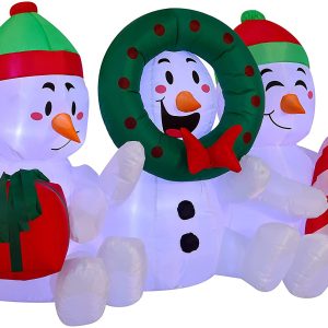 6ft Long Inflatable Three Sitting Snowmans