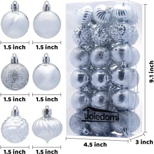 1.57″ Silver Christmas Ball Ornaments 36Pcs