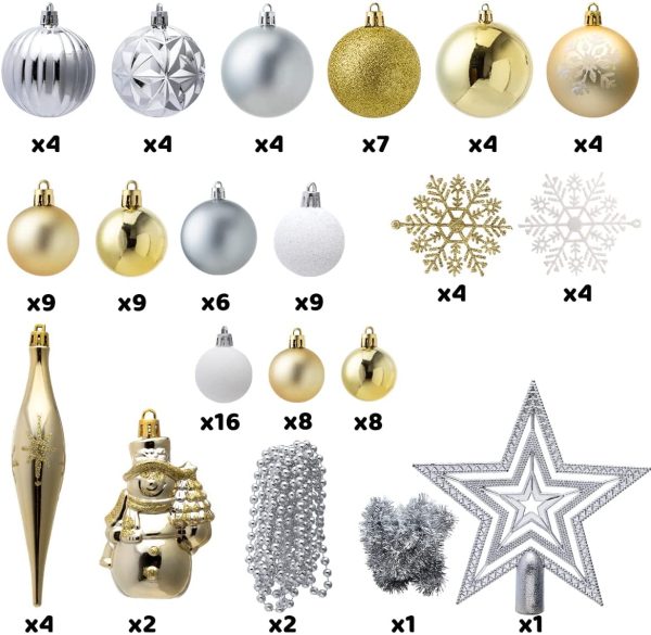 10 Pcs Gold and Silver Christmas Ornaments with a Star Tree Topper