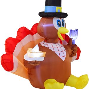 6.5 Foot Thanksgiving Inflatable Turkey Eating Pie
