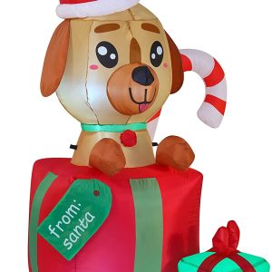 6ft Tall Inflatable A Puppy in A Gift