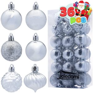 1.57″ Silver Christmas Ball Ornaments 36Pcs