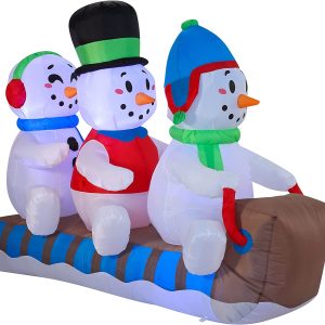 6ft Long Christmas Inflatable Snowmen On The Sleighs