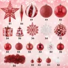 72pcs Red and White Christmas Ornaments