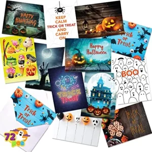 72Pcs Classic Halloween Characters Greeting Cards