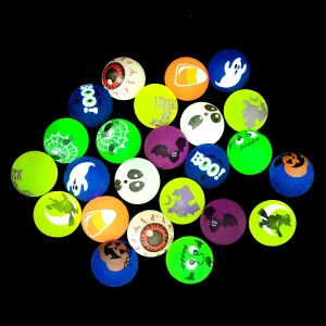 72Pcs Halloween Glow-in-the-Dark Bouncy Balls with 12 Varied Designs