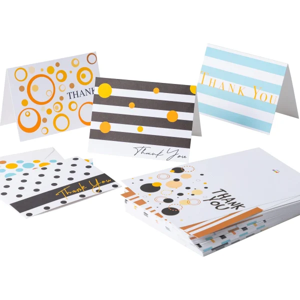 72Pcs Polka Dots and Stripes Thank you Cards