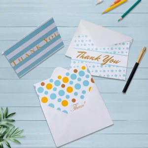 72Pcs Polka Dots and Stripes Thank you Cards