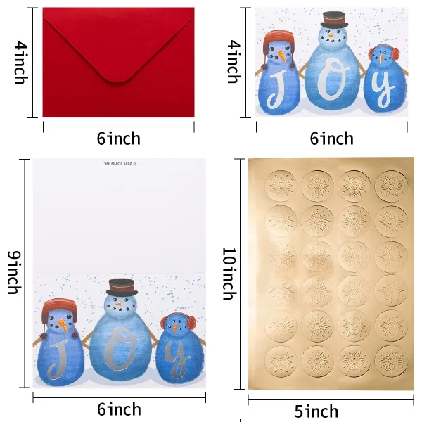 72pcs Snowman Christmas Card Set With Envelopes