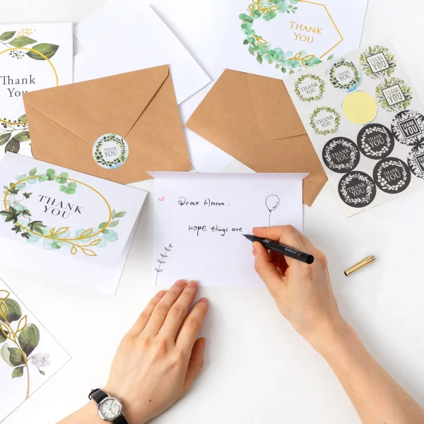 72Pcs Watercolor Greenery Thank You Cards